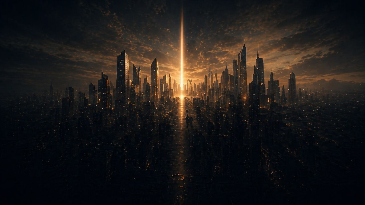Futuristic city skyline